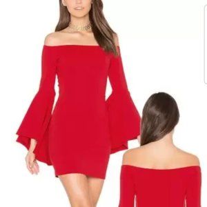 Susana Monaco Off The Shoulder Bell Sleeve Dress Red XS NWT